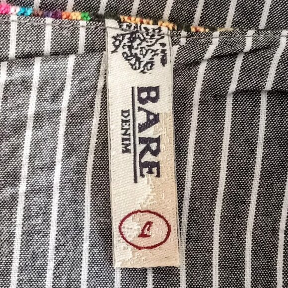 Bare Denim Embellished Grey Striped Tie Front Cotton Jacket - Picture 5 of 8